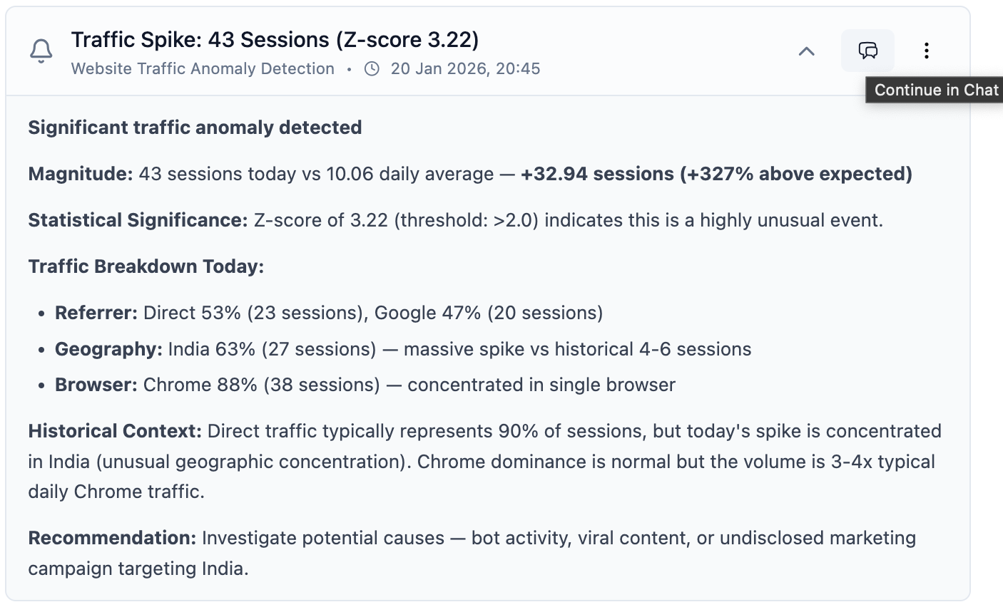 Investigating an alert