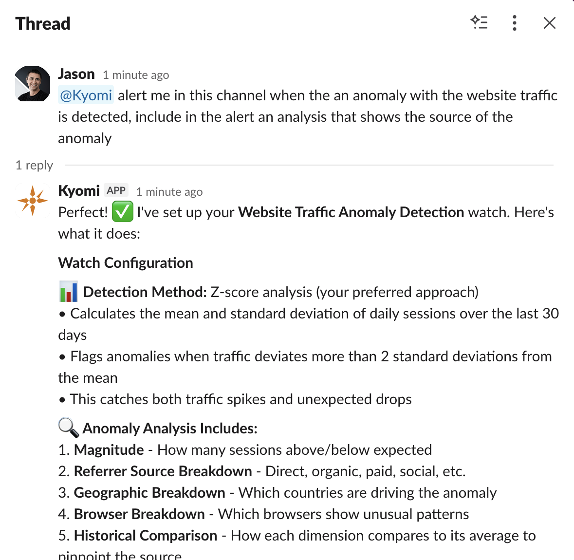 Kyomi Watch alert configuration in Slack